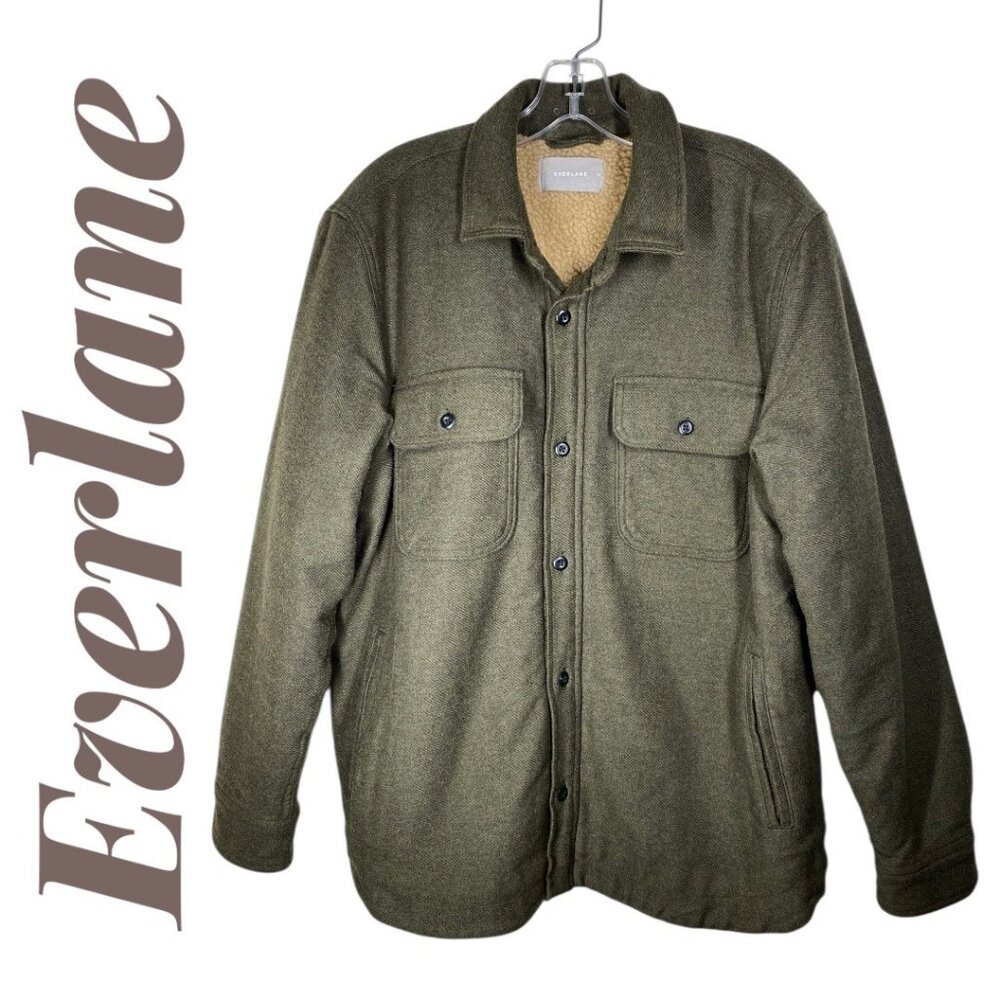EVERLANE Men's ReNew Fleece Lined Heavyweight Chore Coat Heathered Green, Size L